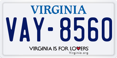 VA license plate VAY8560