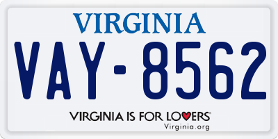 VA license plate VAY8562