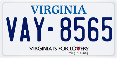 VA license plate VAY8565