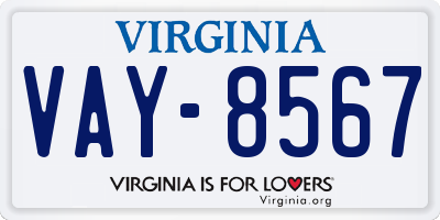VA license plate VAY8567