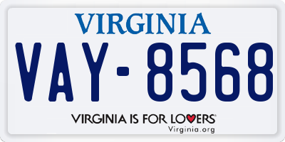 VA license plate VAY8568