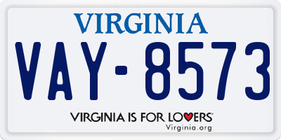VA license plate VAY8573