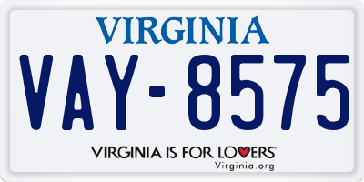 VA license plate VAY8575