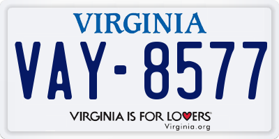 VA license plate VAY8577