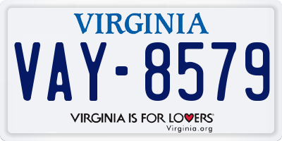 VA license plate VAY8579