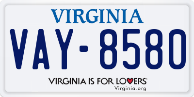 VA license plate VAY8580