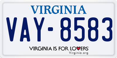 VA license plate VAY8583