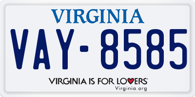 VA license plate VAY8585