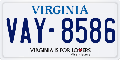 VA license plate VAY8586