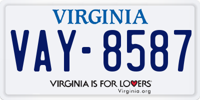 VA license plate VAY8587
