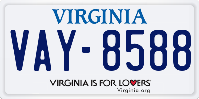 VA license plate VAY8588