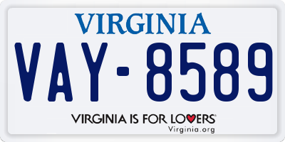 VA license plate VAY8589