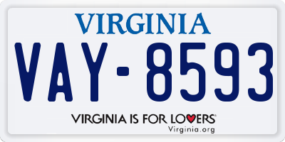 VA license plate VAY8593