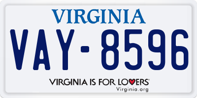 VA license plate VAY8596
