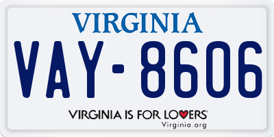 VA license plate VAY8606