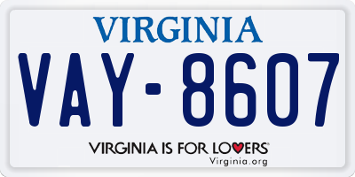 VA license plate VAY8607