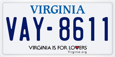 VA license plate VAY8611