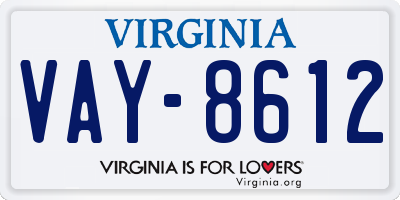 VA license plate VAY8612