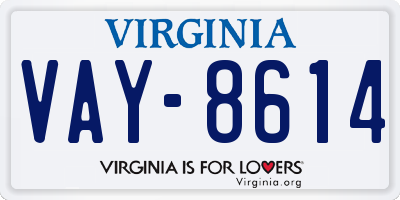 VA license plate VAY8614