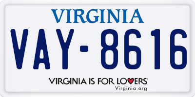 VA license plate VAY8616
