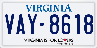VA license plate VAY8618