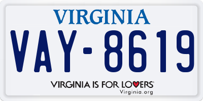 VA license plate VAY8619