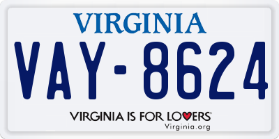 VA license plate VAY8624