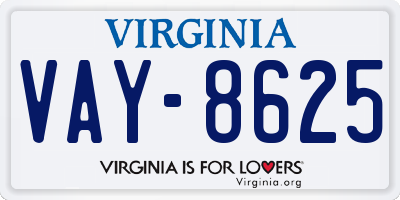 VA license plate VAY8625