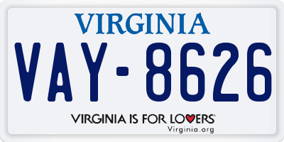VA license plate VAY8626