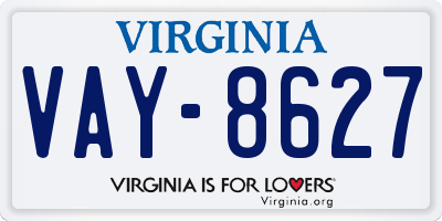 VA license plate VAY8627