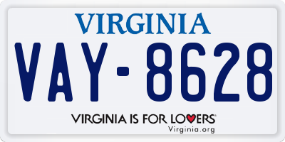 VA license plate VAY8628