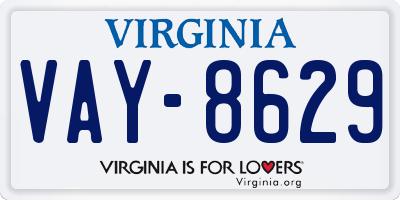 VA license plate VAY8629