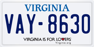 VA license plate VAY8630