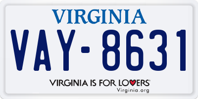 VA license plate VAY8631