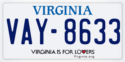 VA license plate VAY8633