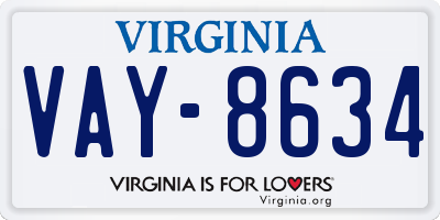 VA license plate VAY8634