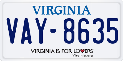 VA license plate VAY8635