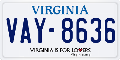 VA license plate VAY8636