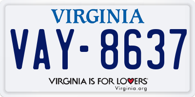 VA license plate VAY8637