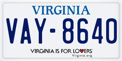 VA license plate VAY8640