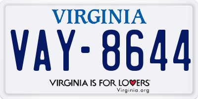 VA license plate VAY8644