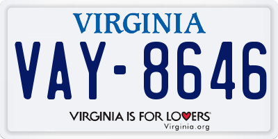 VA license plate VAY8646