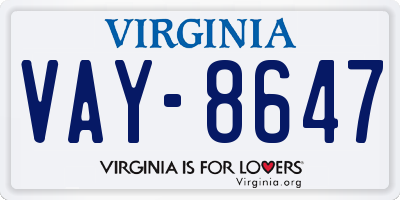 VA license plate VAY8647