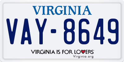 VA license plate VAY8649