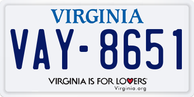 VA license plate VAY8651
