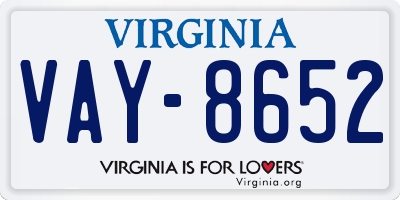 VA license plate VAY8652