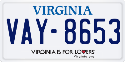 VA license plate VAY8653