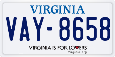 VA license plate VAY8658