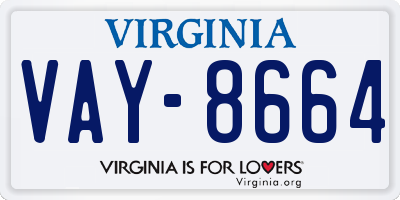 VA license plate VAY8664