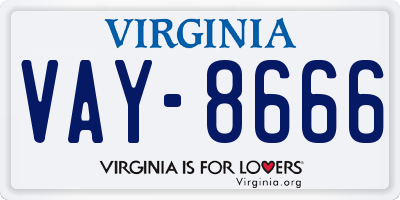 VA license plate VAY8666